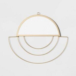 Gold/Brass Geometric Semi-Circle Wall Mirror Decor